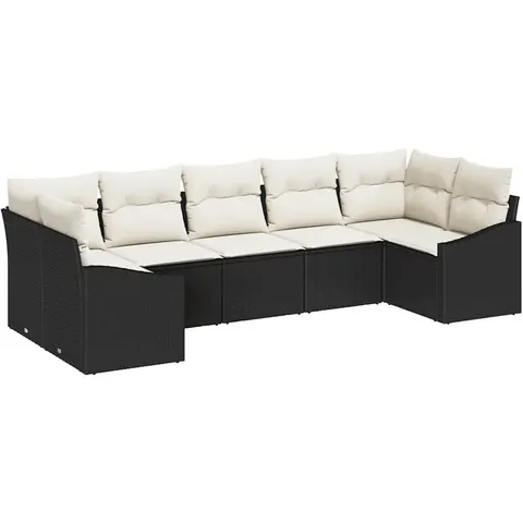 vidaXL Ensemble de Canapés 7 pc Noir polyrotin – 964533 – image 3