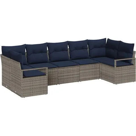 vidaXL Ensemble de Canapés 7 pc Gris polyrotin – 961211 – image 2