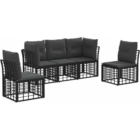 vidaXL Ensemble de canapés d'extérieur Noir Polyester – 555650 – image 3