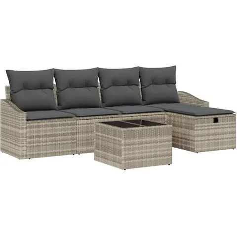 vidaXL Ensemble de Canapés 6 pc Gris clair polyrotin – 394743 – image 3