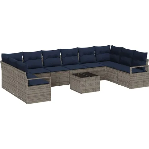 vidaXL Ensemble de Canapés 11 pc Gris polyrotin – image 2