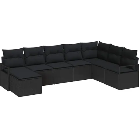 vidaXL Ensemble de Canapés 8 pc Noir polyrotin – 354433 – image 3