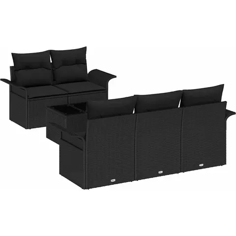 vidaXL Ensemble de Canapés 6 pc Noir polyrotin – 948298 – image 2
