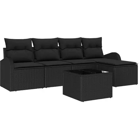 vidaXL Ensemble de Canapés 6 pc Noir polyrotin – 349538 – image 3