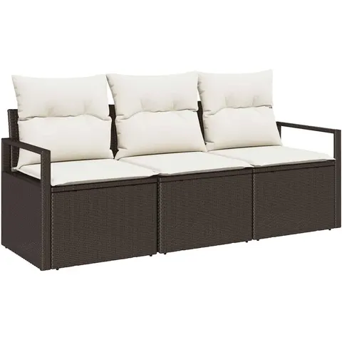 vidaXL Ensemble de Canapés 3 pc Marron polyrotin – image 3