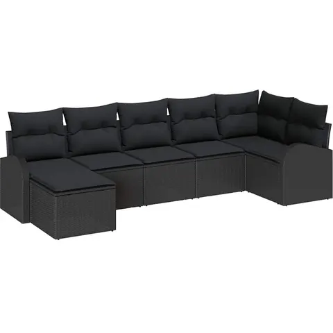 vidaXL Ensemble de Canapés 7 pc Noir polyrotin – 350732 – image 2