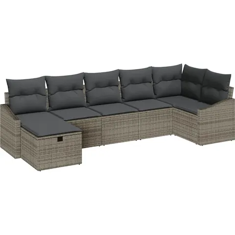 vidaXL Ensemble de Canapés 7 pc Gris polyrotin – 395016 – image 3