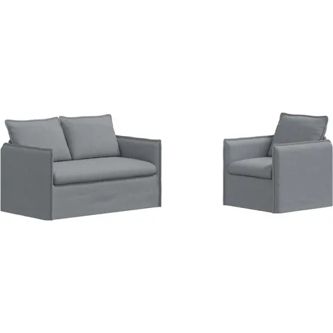 vidaXL Ensemble de Canapés 2 pc Gris clair Tissu – 374102 – image 2