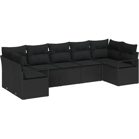 vidaXL Ensemble de Canapés 7 pc Noir polyrotin – 961198 – image 3