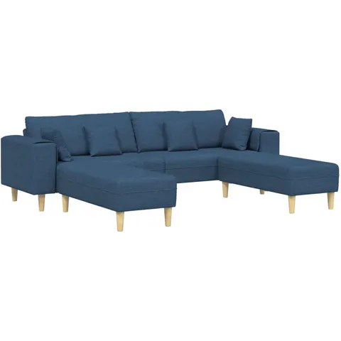 vidaXL Canapé 3 pc Bleu tissu – image 2