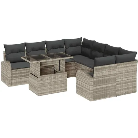 vidaXL Ensemble de canapé de jardin 9 pc Gris clair – 375582 – image 2