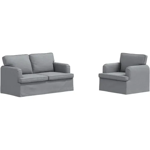 vidaXL Ensemble de Canapés 2 pc Gris clair tissu – 374034 – image 2