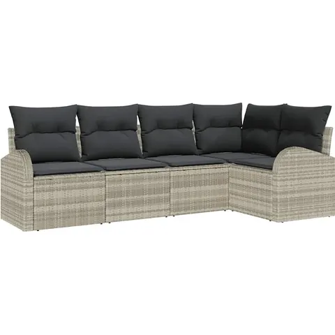 vidaXL Ensemble de Canapés avec coussin Gris clair Polyester – 956286 – image 2