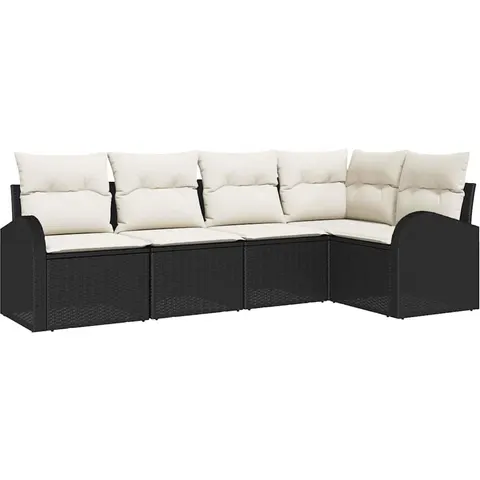 vidaXL Ensemble de Canapés 5 pc Noir Polyester – image 3