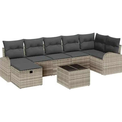 Ensemble de Canapés 8 pc Gris clair polyrotin vidaXL – 393142 – image 3
