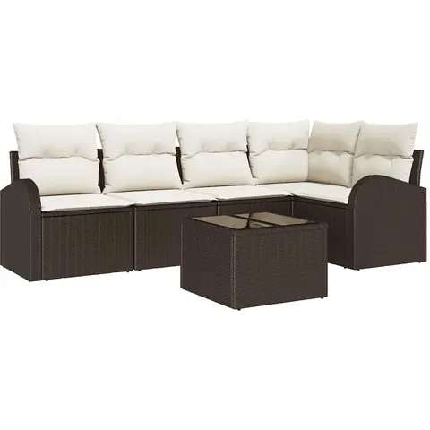 vidaXL Ensemble de Canapés avec coussin Marron Polyester – image 2