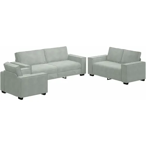 vidaXL Canapé 3 pc Gris clair Velours – 677976 – image 2