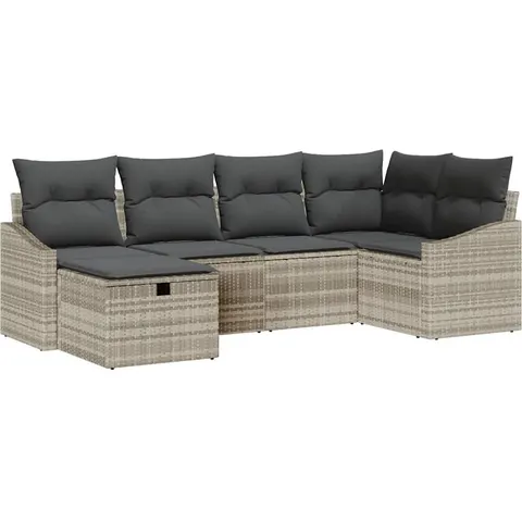 vidaXL Ensemble de Canapés 6 pc Gris clair et gris polyrotin – image 2