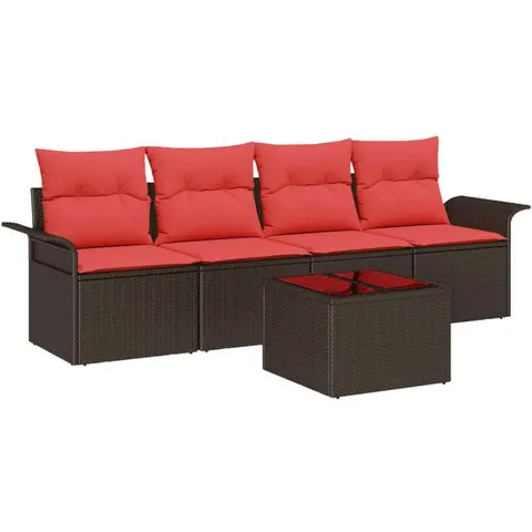 vidaXL Ensemble de Canapés 5 pc Marron polyrotin – 948205 – image 3