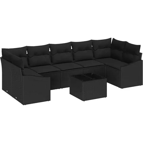 vidaXL Ensemble de Canapés 8 pc Noir polyrotin – 355836 – image 3