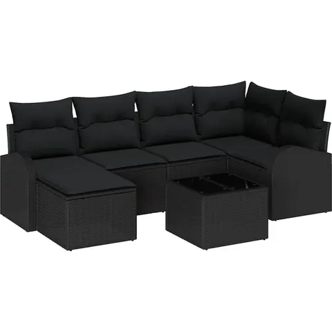 vidaXL Ensemble de Canapés 7 pc Noir polyrotin – 350633 – image 2