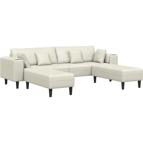 vidaXL Canapé 3 pc Crème Velours – image 2
