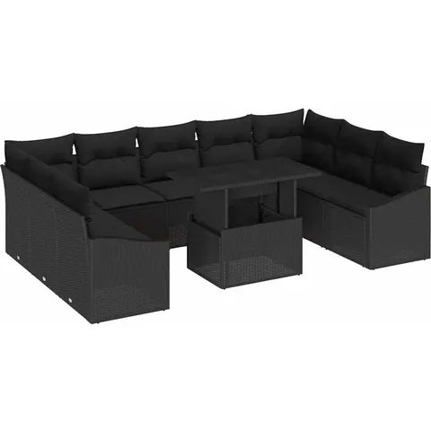 vidaXL Ensemble de Canapés 10 pc Noir polyrotin – 991836 – image 3