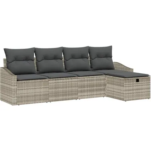 vidaXL Ensemble de Canapés 5 pc Gris clair polyrotin – 394644 – image 2