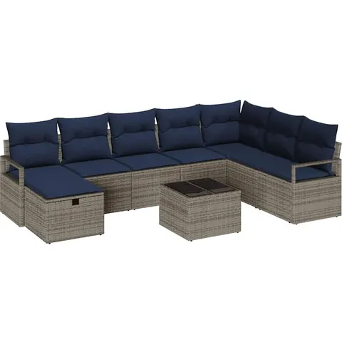 vidaXL Ensemble de Canapés 9 pc Gris polyrotin – 394477 – image 2
