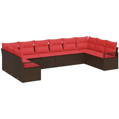 vidaXL Ensemble de Canapés 10 pc Marron polyrotin – image 3