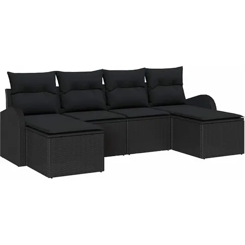 vidaXL Ensemble de Canapés 6 pc Noir polyrotin – 350930 – image 3