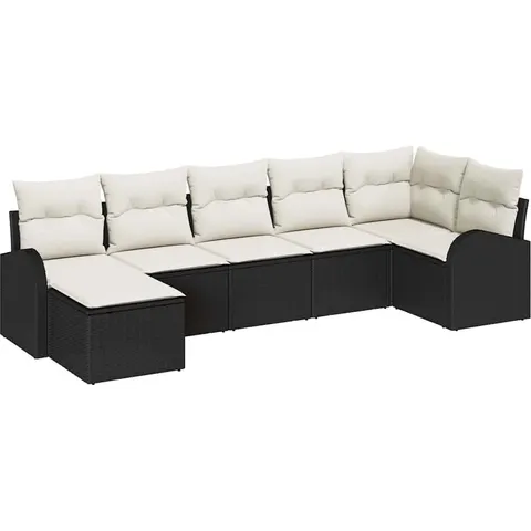vidaXL Ensemble de Canapés 7 pc Noir polyrotin – 350671 – image 3