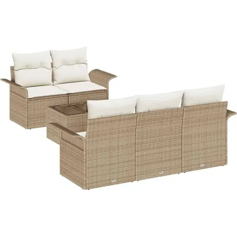 vidaXL Ensemble de Canapés 6 pc Beige polyrotin – 948274 – image 3