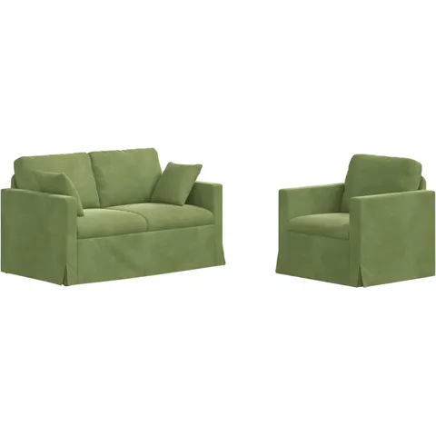 vidaXL Ensemble de Canapés 2 pc Vert clair Velours – 373976 – image 2