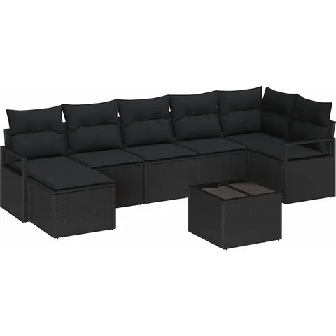 vidaXL Ensemble de Canapés 8 pc Noir polyrotin – 354235 – image 3