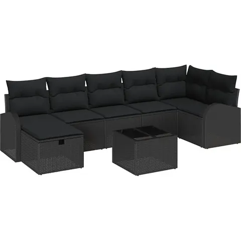 Ensemble de Canapés 8 pc Noir polyrotin vidaXL – image 2