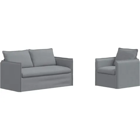 vidaXL Ensemble de Canapés 2 pc Gris clair Tissu – 374546 – image 2