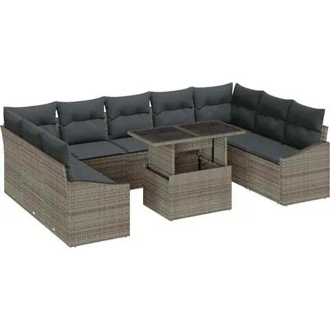 Ensemble de Canapés 10 pc Gris polyrotin vidaXL – image 3