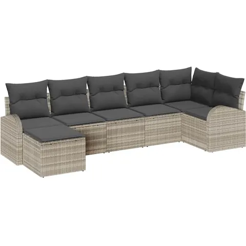 vidaXL Ensemble de Canapés 7 pc Gris clair polyrotin – 350725 – image 2