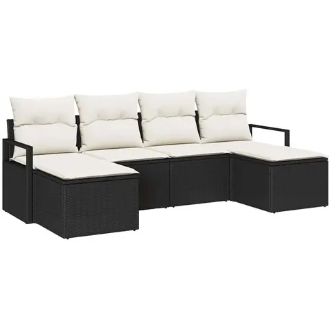 vidaXL Ensemble de Canapés 6 pc Noir polyrotin – 960733 – image 3
