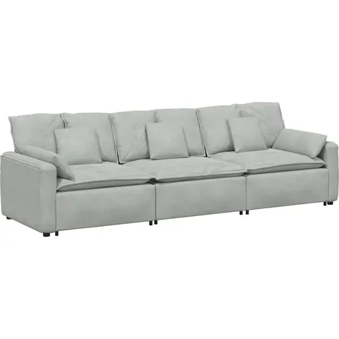 vidaXL Canapé modulable avec coussins gris clair – 641137 – image 2