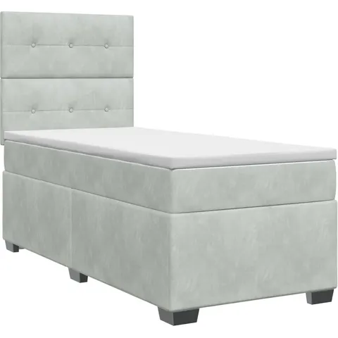 vidaXL Lit boxspring avec matelas Gris clair Simple Velours – 961573 – image 3
