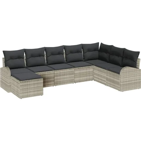 vidaXL Ensemble de Canapés 8 pc Gris clair polyrotin – 351029 – image 2