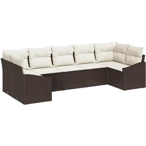 vidaXL Ensemble de Canapés 7 pc Marron polyrotin – 964540 – image 2