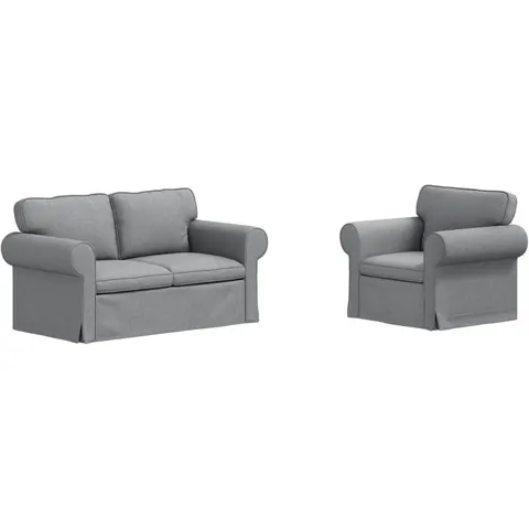vidaXL Ensemble de Canapés 2 pc Gris clair tissu – 373730 – image 2