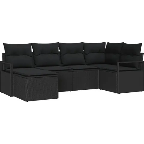 vidaXL Ensemble de Canapés 6 pc Noir polyrotin – 353931 – image 3