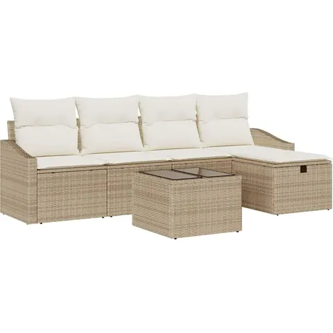 vidaXL Ensemble de Canapés 6 pc Beige polyrotin – 394736 – image 3