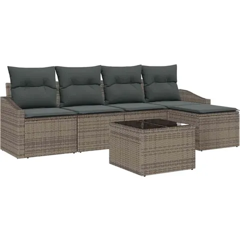 vidaXL Ensemble de Canapés 6 pc Gris clair polyrotin – 356291 – image 3
