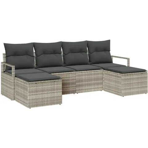 vidaXL Ensemble de Canapés 6 pc Gris clair polyrotin – 960788 – image 2