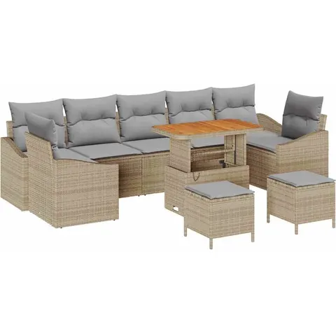 vidaXL Ensemble de canapé de jardin 10 pc Beige polyrotin – 427618 – image 2